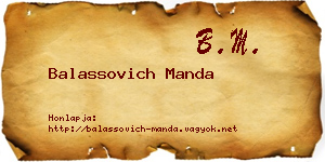 Balassovich Manda névjegykártya